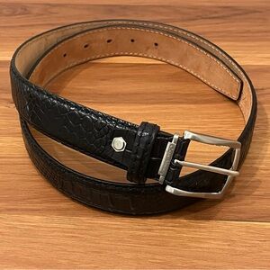 Roger Ximenez Genuine Italian Calf Leather Black Belt Brass Buckle Mens 36-40